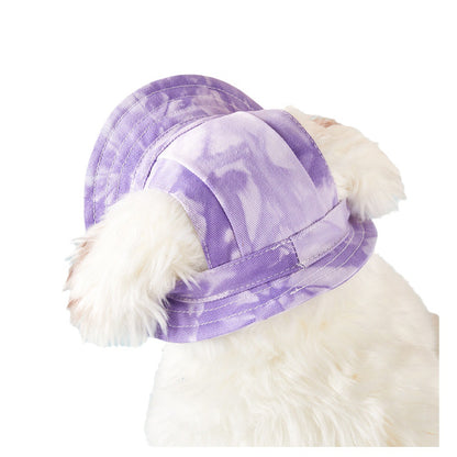 Pet Leaky Ears Cotton Tie-dyed Dog Hat Anti-shedding Sun Hat Wholesale