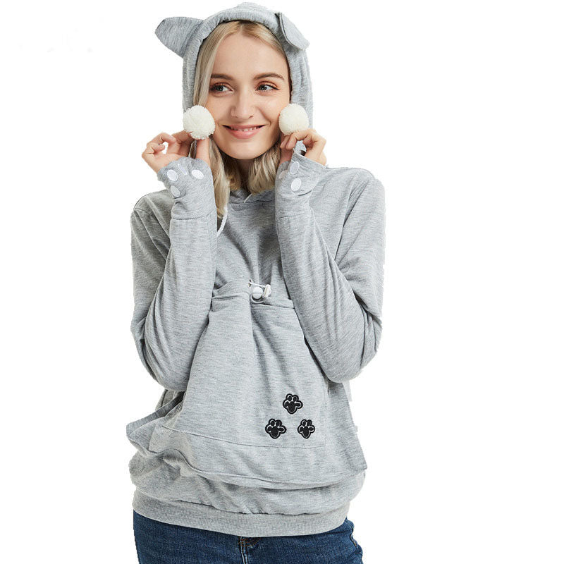 Hoodie with Cat Pouch